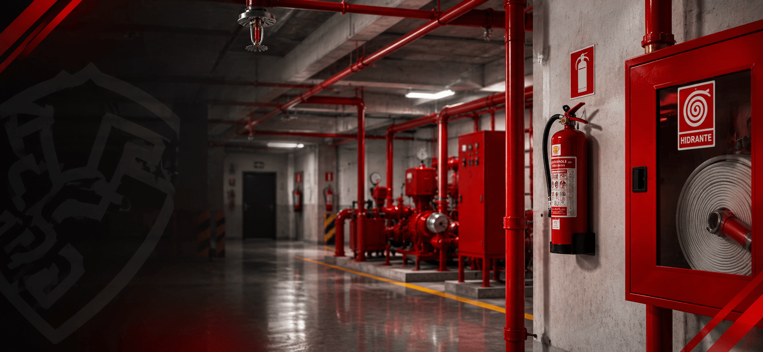 Edificio industrial con sistema de seguridad contra incendios — AVCB